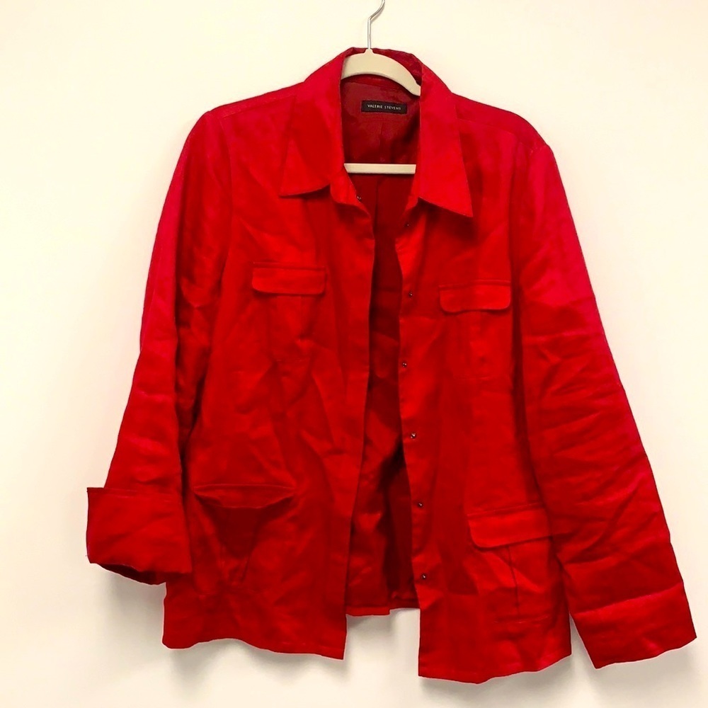 Valerie Stevens size 12 Red Linen Jacket